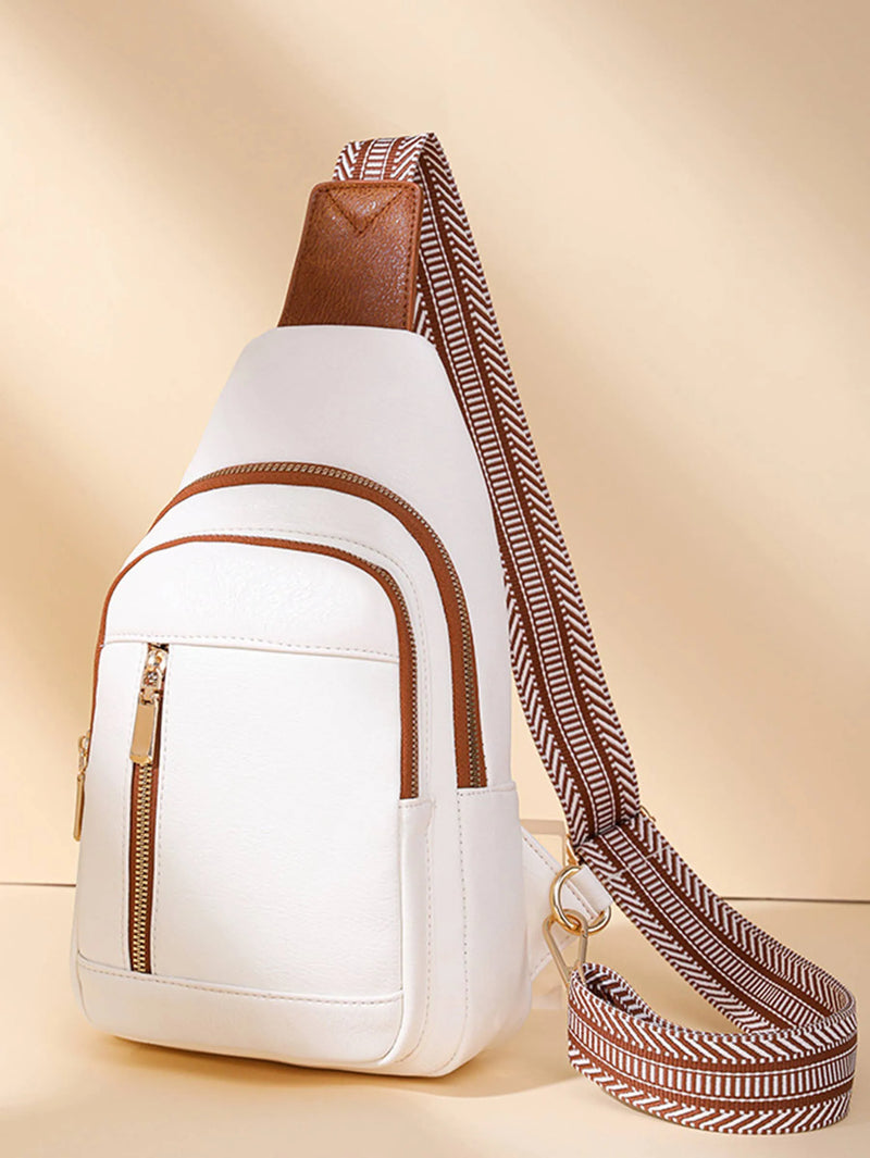 Fashionable Retro PU Crossbody Bag: White / Medium, Handbags, Cross Body Bags, Clayton's Online Store LLC