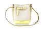 Michael Kors Emilia Small Canvas Snakeskin Print Leather Bucket Bag Messenger Crossbody Handbag (Buttercup)