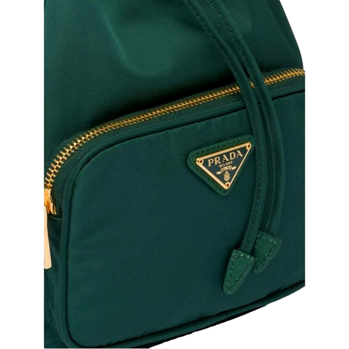 Dark Green Nylon Prada Duet Bucket Bag