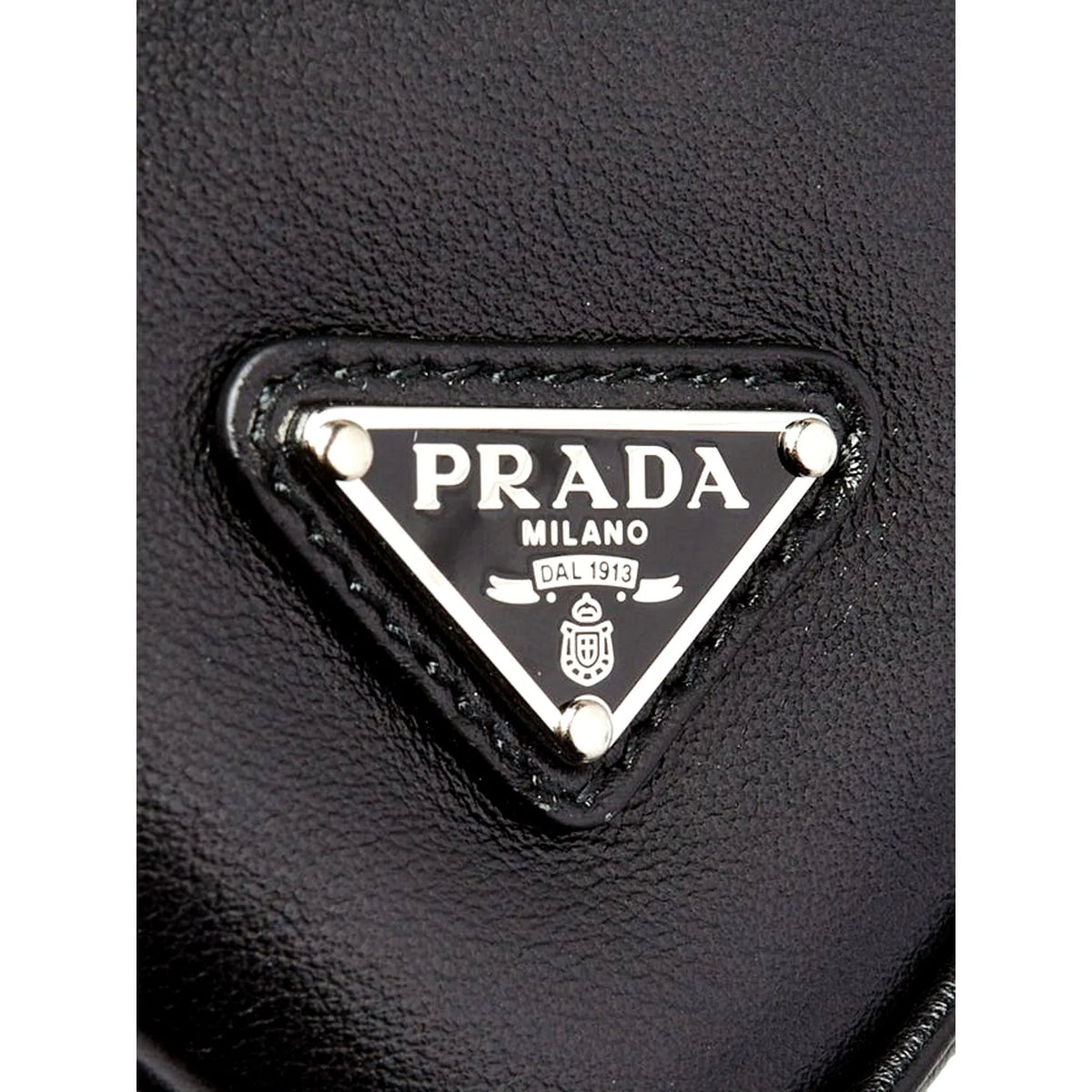 Prada Grace Triangle Leather Pouch Clutch Bag with Embossed Logo