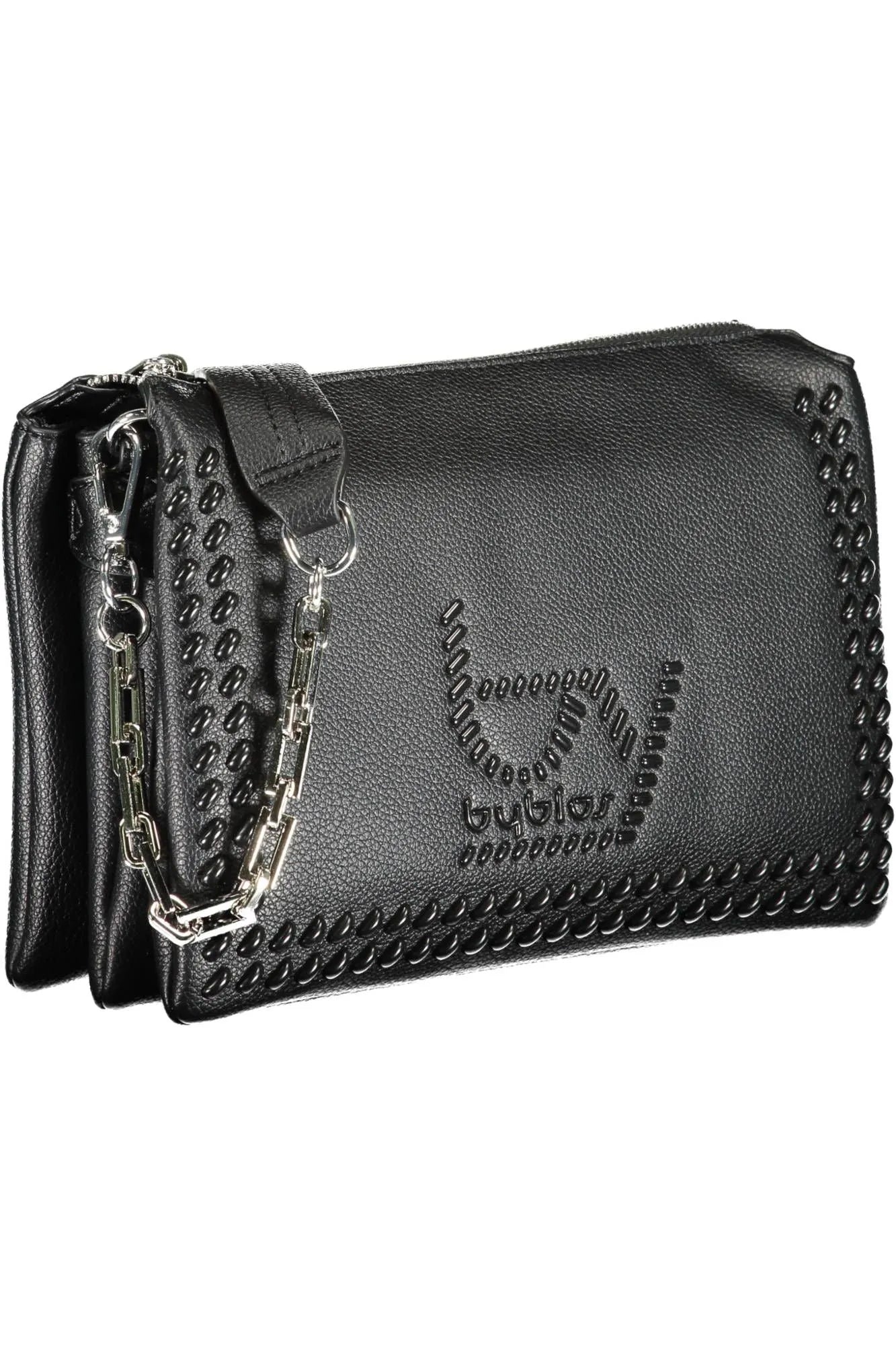 BYBLOS Elegant Chain-Handle Black Shoulder Bag