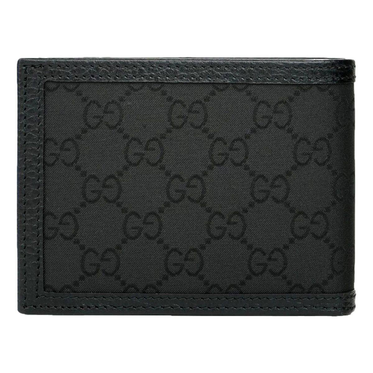 Gucci Men's Black Nylon GG Web Tab Trifold Passcase ID Wallet 217044