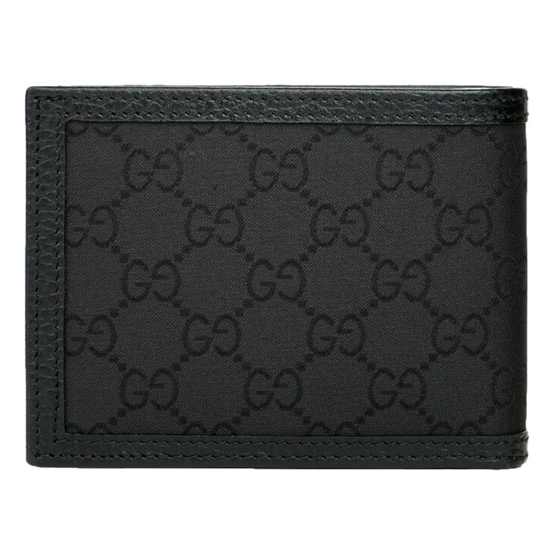 Gucci Men's Black Nylon GG Web Tab Trifold Passcase ID Wallet 217044