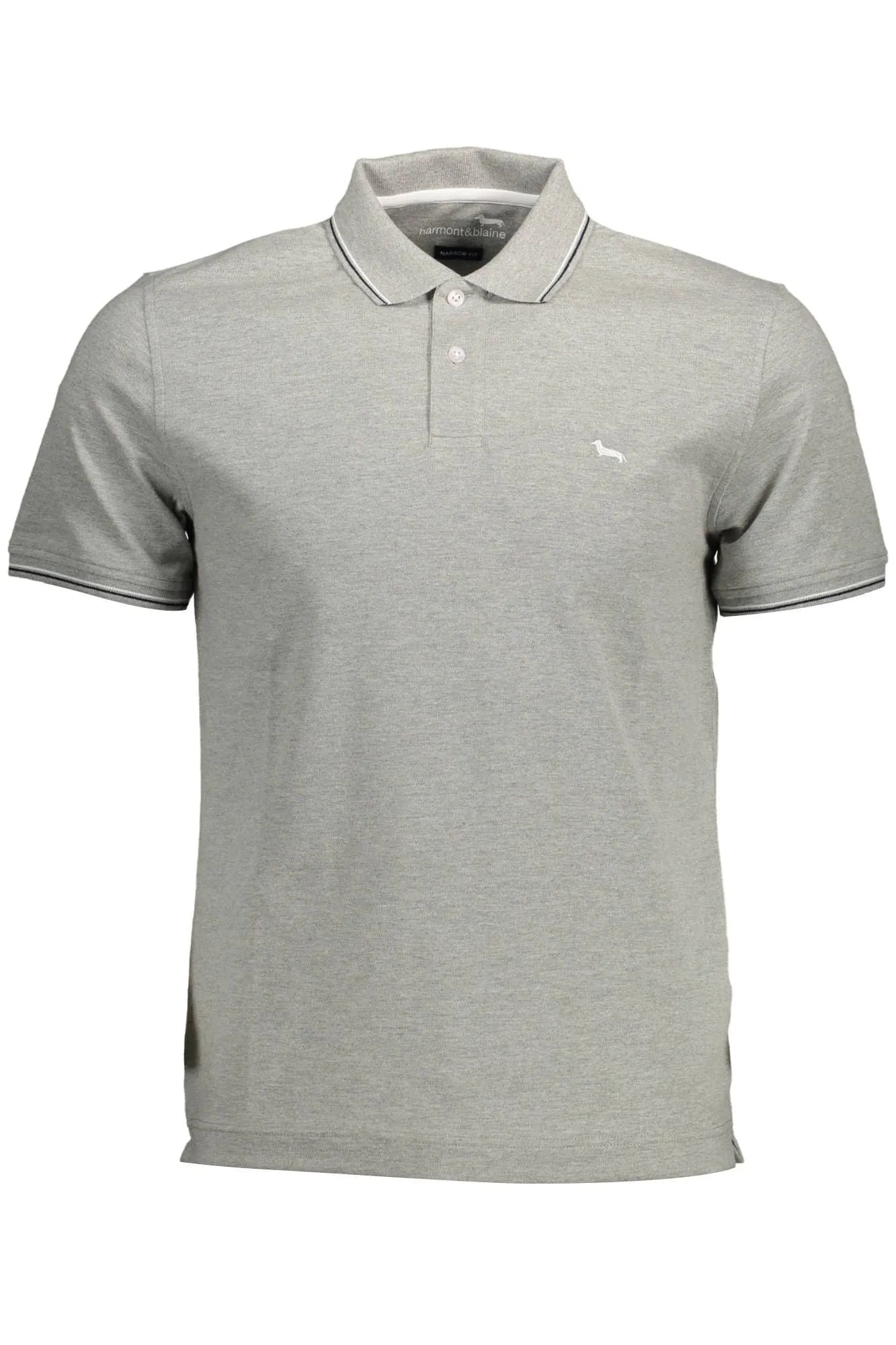 Harmont & Blaine Sleek Gray Contrast Detail Polo Shirt