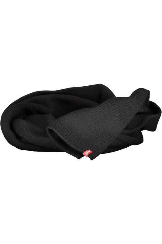 Levi's Chic Black Acrylic Logo Scarf for Men