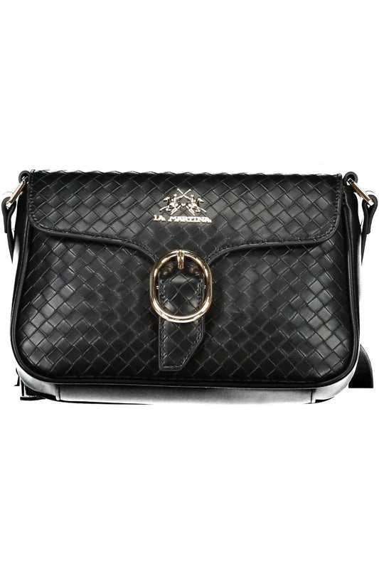 La Martina Elegant Black Shoulder Bag with Contrasting Details