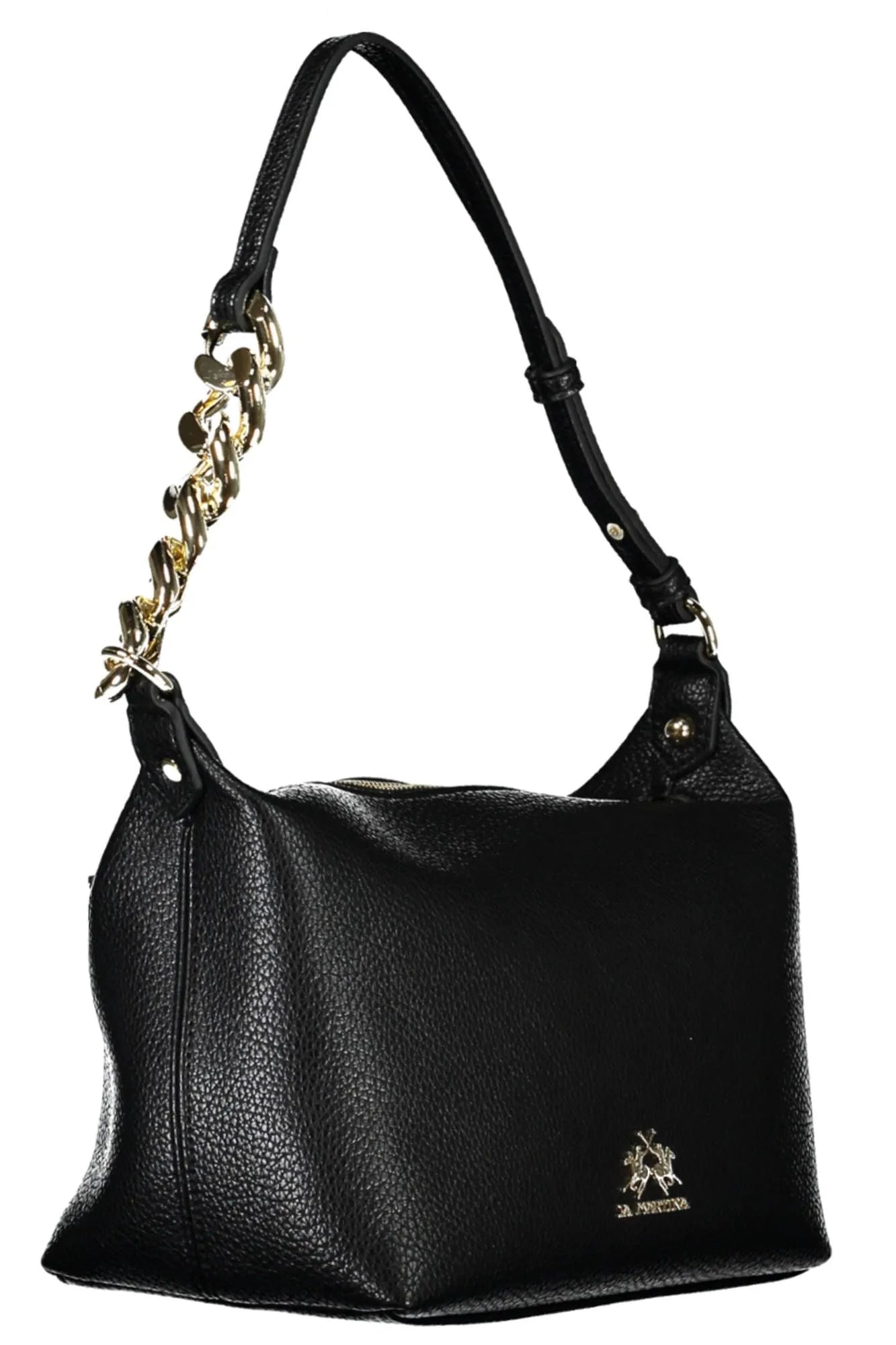 La Martina Chic Black Shoulder Bag with Contrasting Details