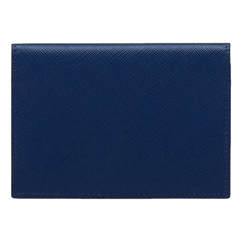 Prada Triangle Logo Card Holder Saffiano Wallet Bluette Blue