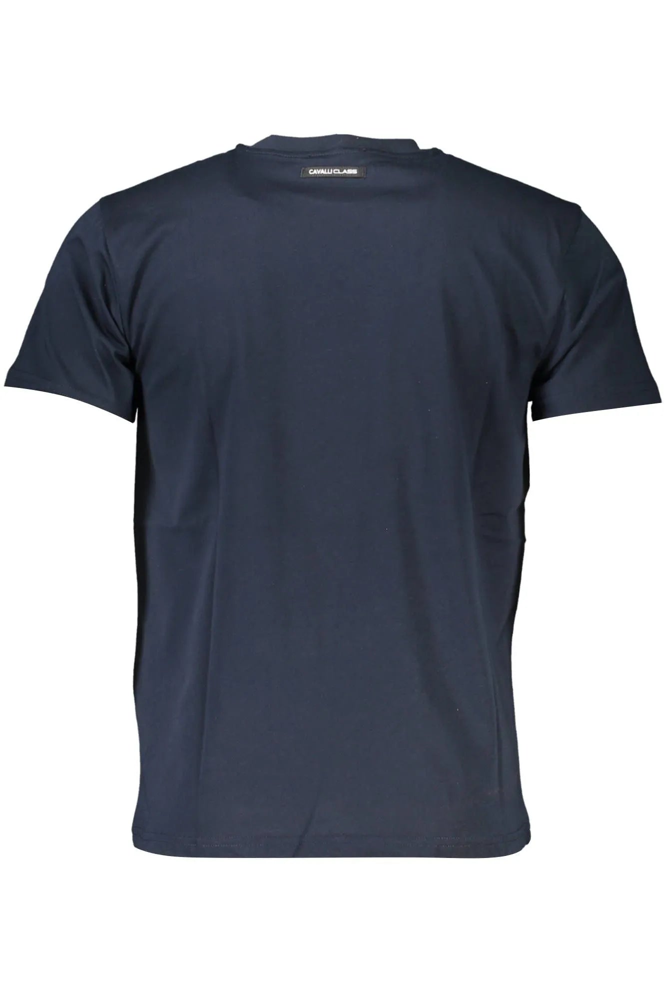 Cavalli Class Elegant Blue Round Neck Tee with Chic Print