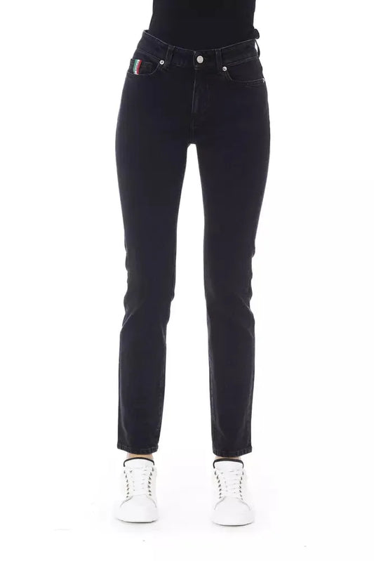 Baldinini Trend Trendy Tricolor Accent Black Jeans