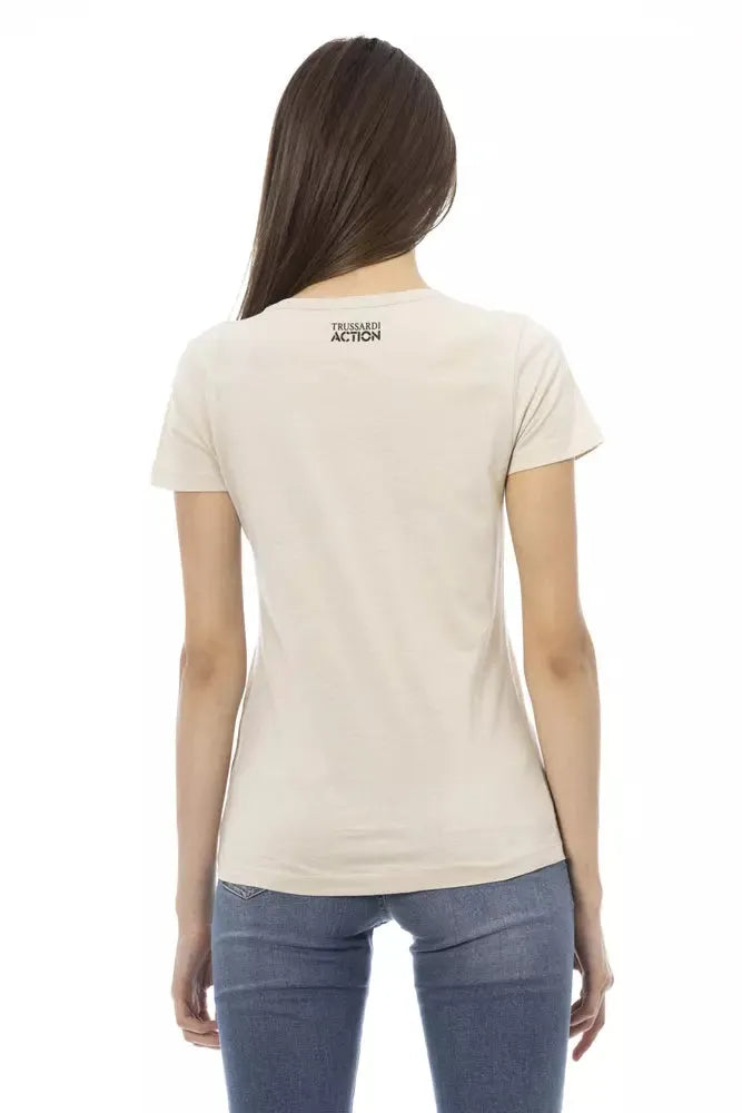 Trussardi Action Beige Cotton Blend Casual Tee