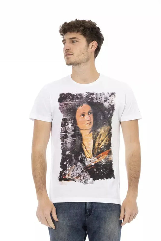 Trussardi Action Elegant White Casual Tee with Front Print