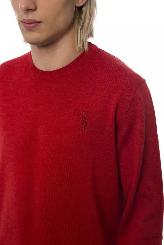 Billionaire Italian Couture Embroidered Merino Wool Crew Neck Sweater