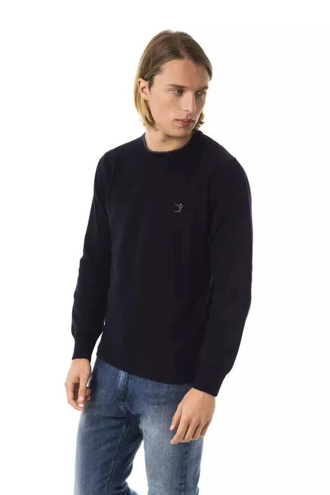 Uominitaliani Exquisite Embroidered Crew Neck Wool Sweater