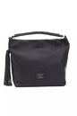 Pompei Donatella Chic Gray Leather Shoulder Bag with Logo Detail