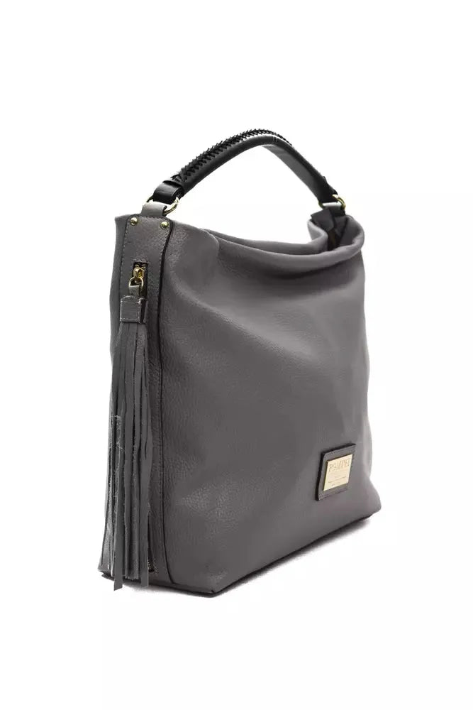 Pompei Donatella Chic Gray Leather Shoulder Bag