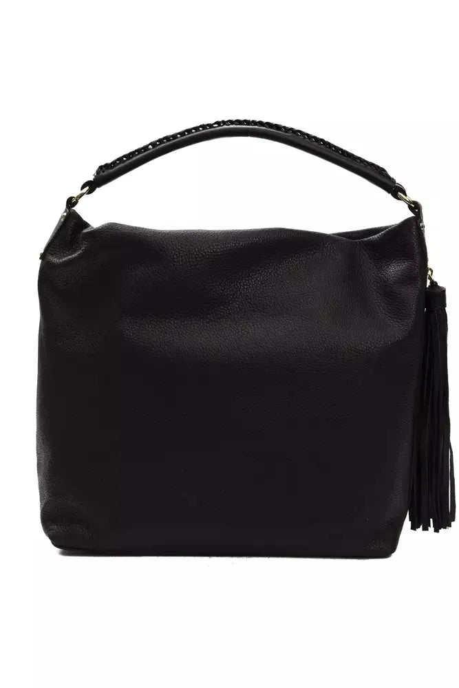 Pompei Donatella Elegant Black Leather Shoulder Bag