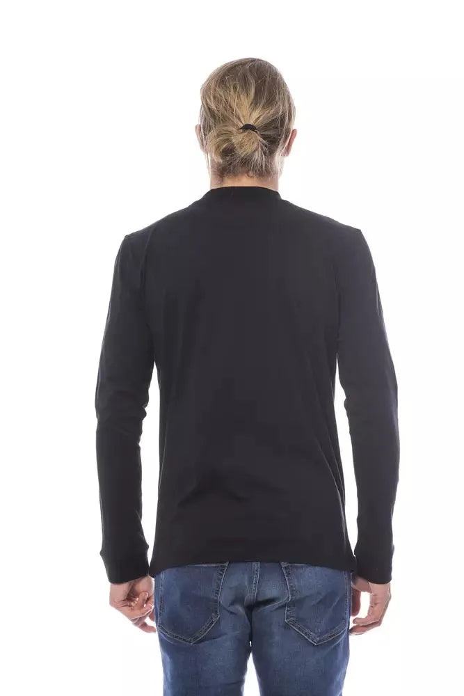 Verri Elegant Black Crew Neck Cotton Sweater