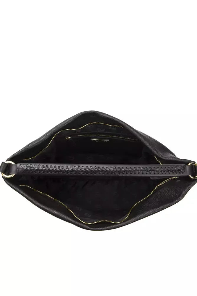 Pompei Donatella Elegant Black Leather Shoulder Bag