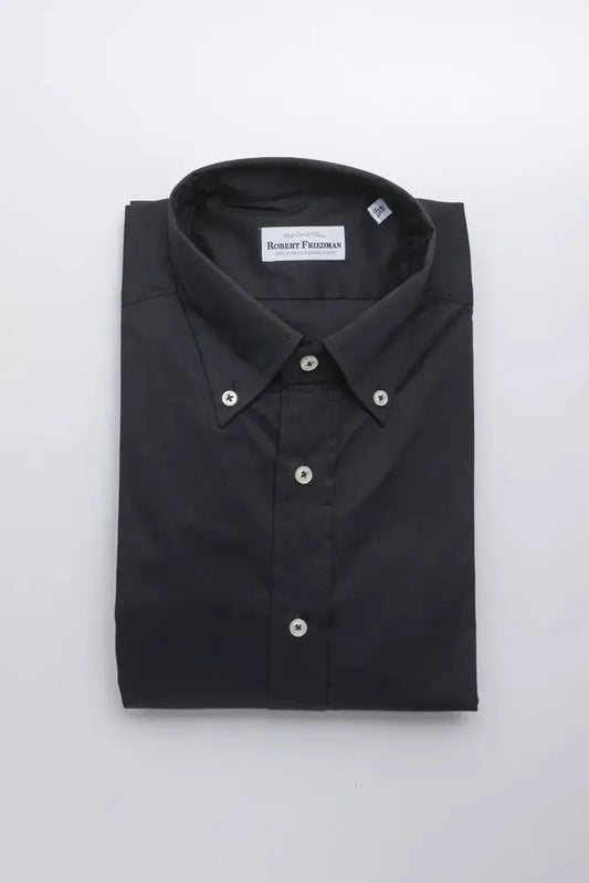 Robert Friedman Black Cotton Men Shirt