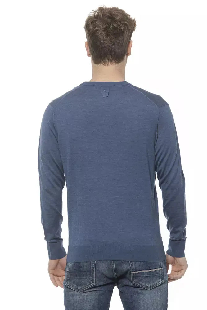 Billionaire Italian Couture Blue Cashmere Men Sweater