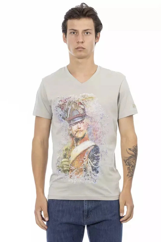 Trussardi Action Elegant V-Neck Tee with Exclusive Front Print