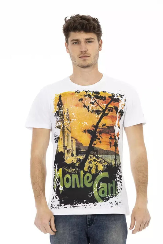 Trussardi Action Elevated Casual White Tee with Graphic Print