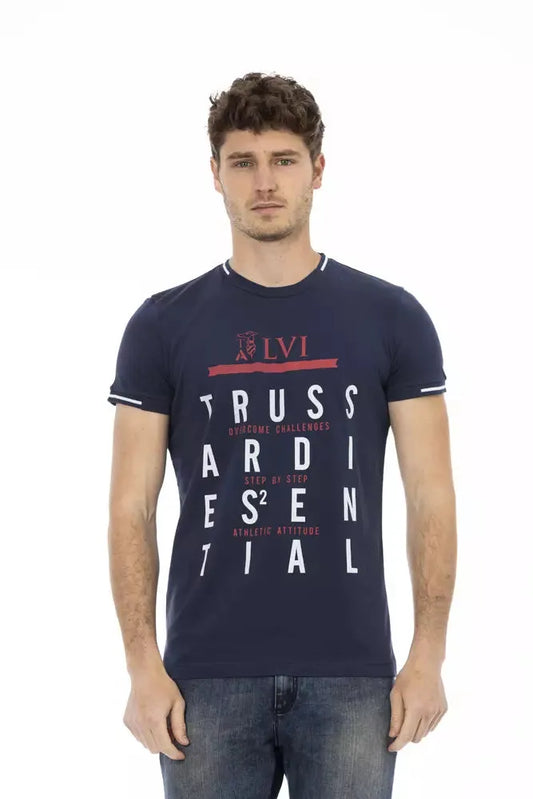 Trussardi Action Sleek Short Sleeve Blue Tee with Front Print