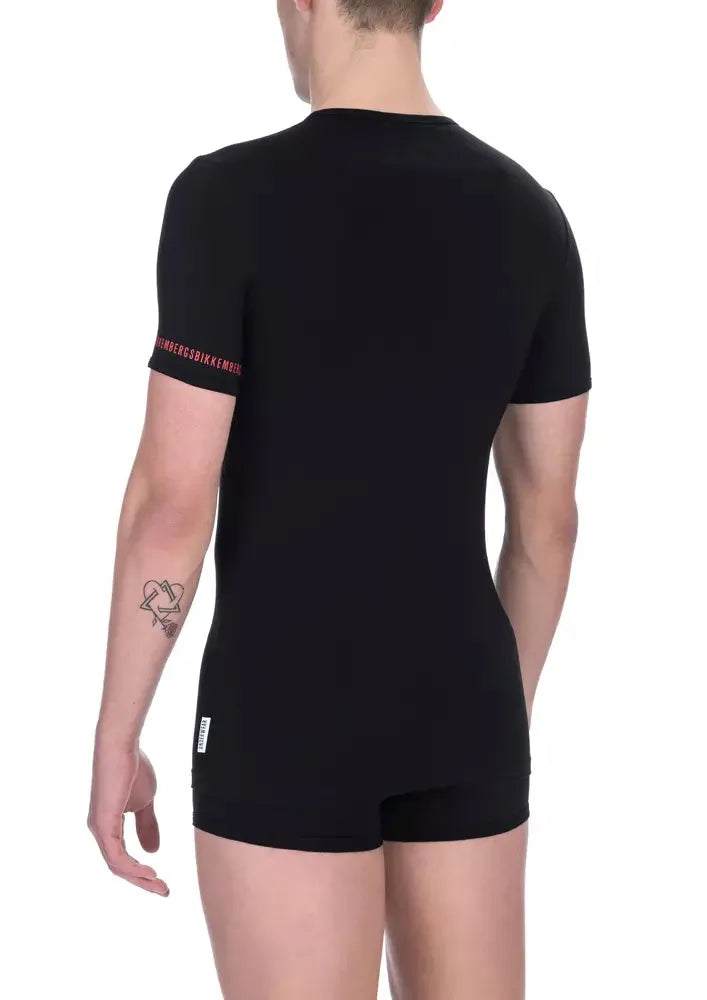 Bikkembergs Sleek Bi-Pack Crew Neck T-Shirts in Black