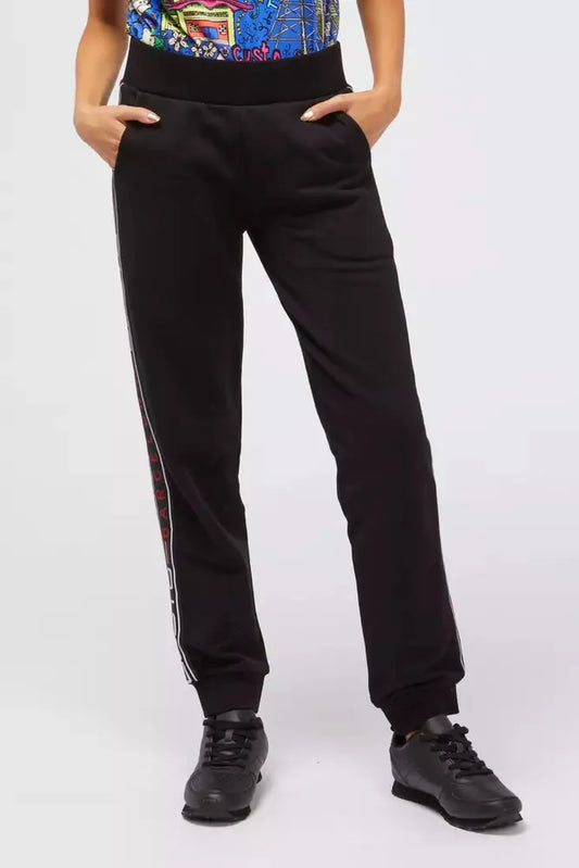 Custo Barcelona Chic Black Sweatpants with Logo Side Bands