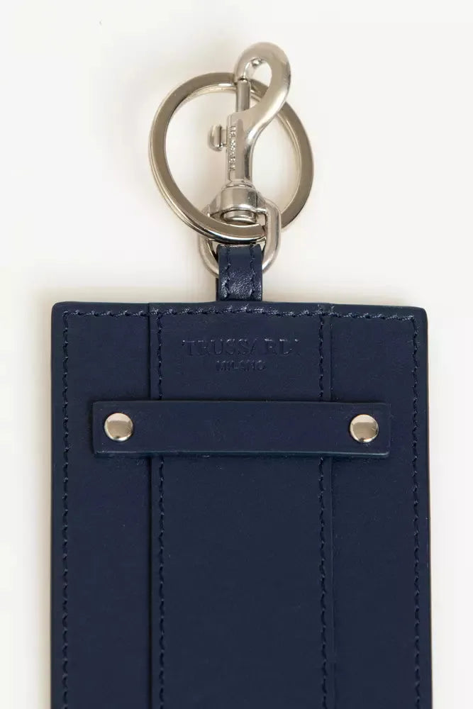 Trussardi Blue Leather Men Keychain