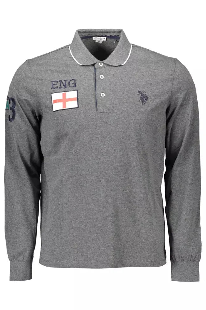 U.S. POLO ASSN. Elegant Gray Long-Sleeved Polo for Men