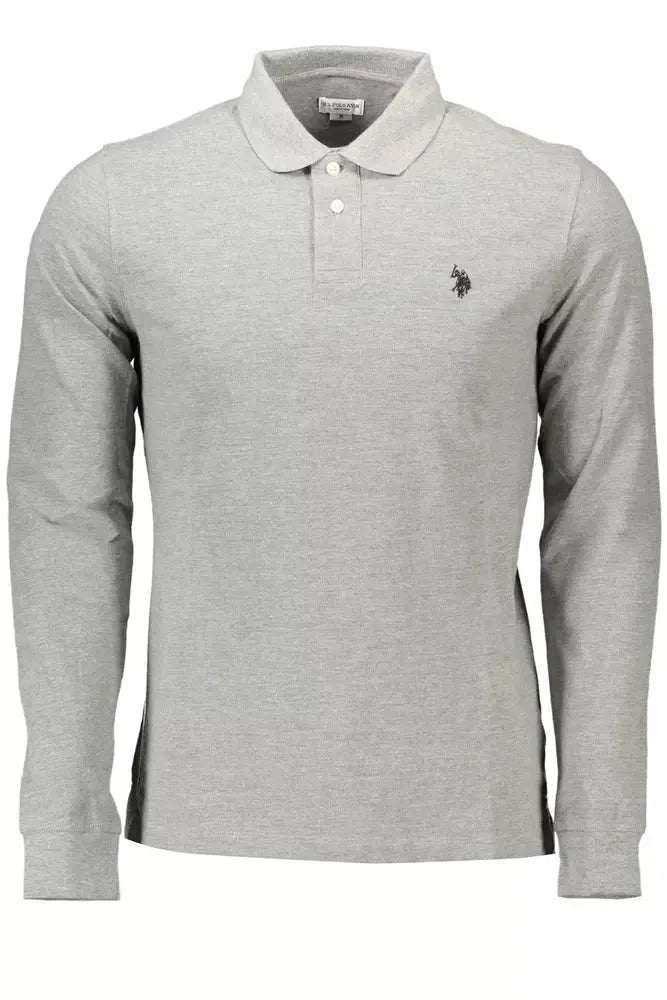 U.S. POLO ASSN. Elegant Long-Sleeved Polo Shirt in Gray