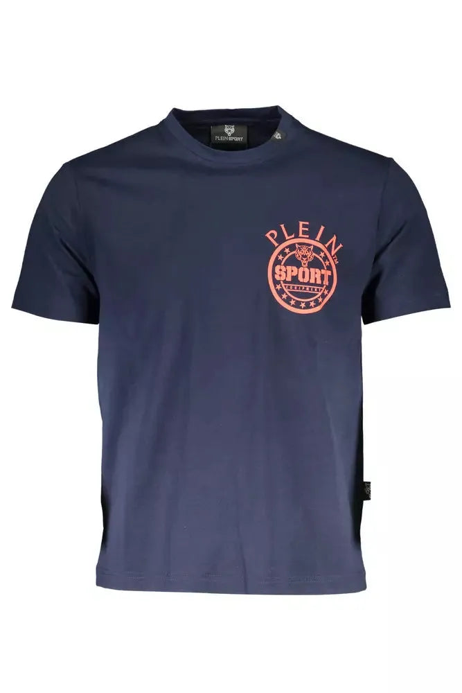 Plein Sport Sleek Blue Cotton Tee with Iconic Print