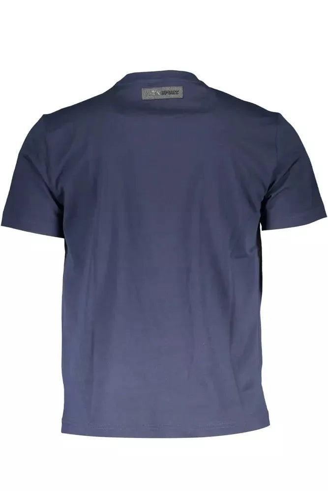 Plein Sport Sleek Blue Cotton Tee with Iconic Print