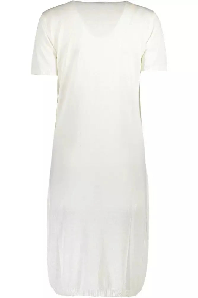 Cavalli Class Chic White Embroidered Short Dress