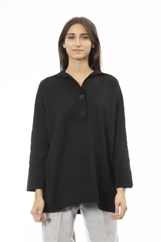 Alpha Studio Elegant Long Sleeve T-Shirt with Button Closure