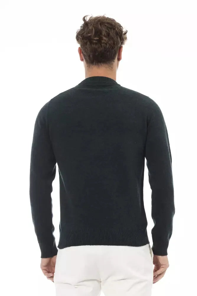 Alpha Studio Green Wool Men Sweater