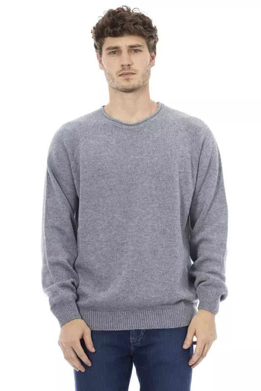 Alpha Studio Light Blue Cashmere Men Sweater