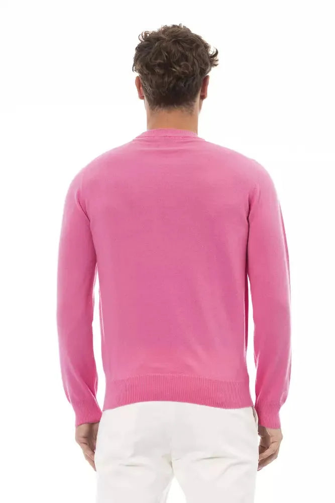 Alpha Studio Pink Wool Men Sweater