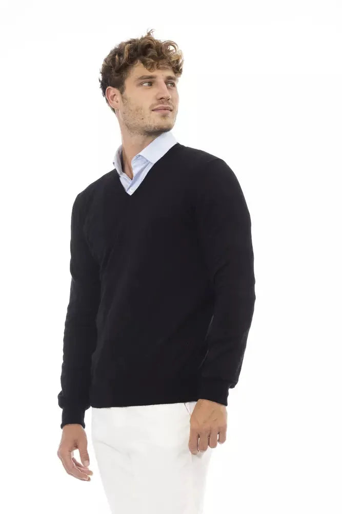 Alpha Studio Elegant V-Neck Wool Blend Sweater