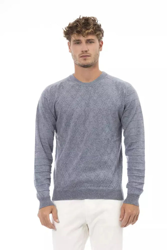 Alpha Studio Elegant Light Blue Crewneck Sweater