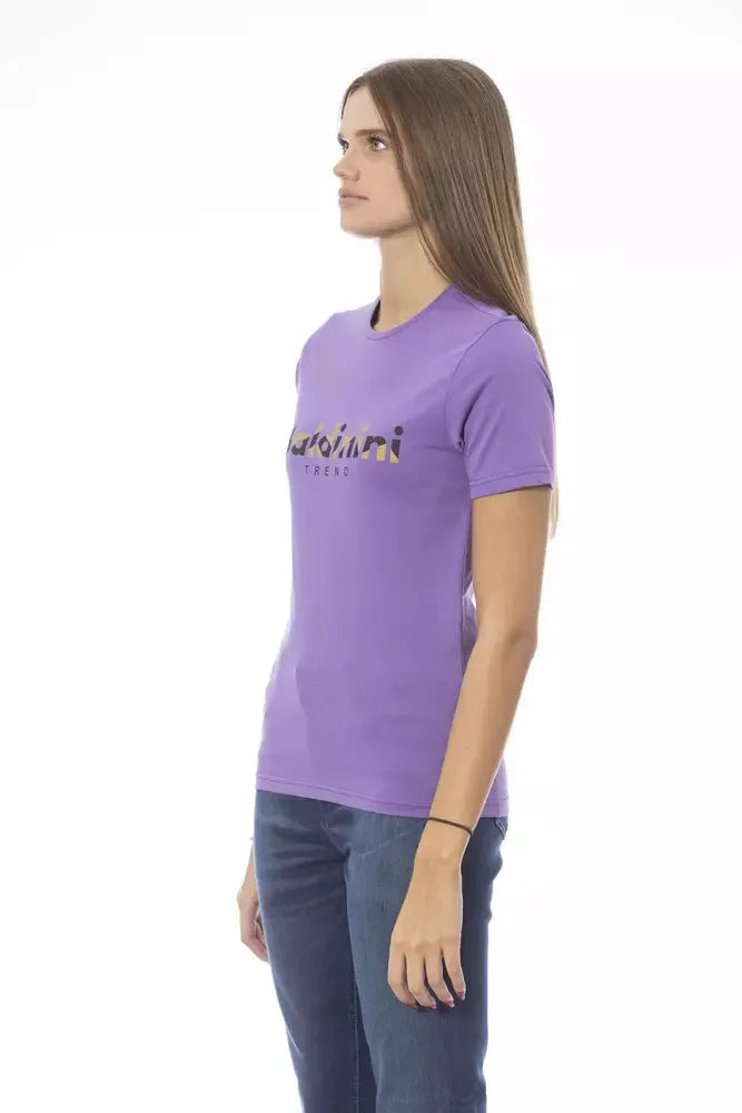 Baldinini Trend Chic Purple Crew Neck Cotton Tee