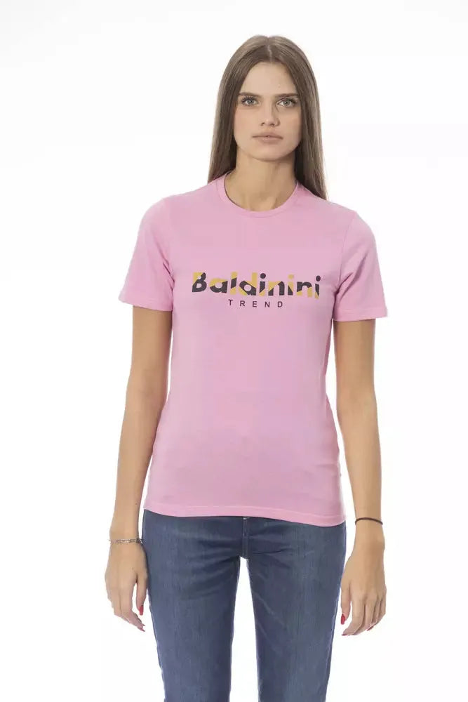 Baldinini Trend Chic Pink Cotton Crew Neck Tee