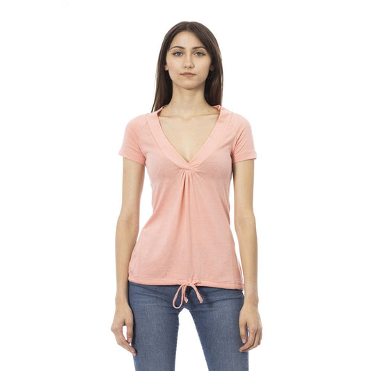 Trussardi Action Elegant Pink Short Sleeve Tee with Chic Print