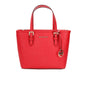 Michael Kors Jet Set Bright Red Leather XS Carryall Top Zip Tote Bag Purse