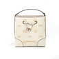 Michael Kors Mercer Small Light Cream Embossed Drawstring Bucket Messenger Bag