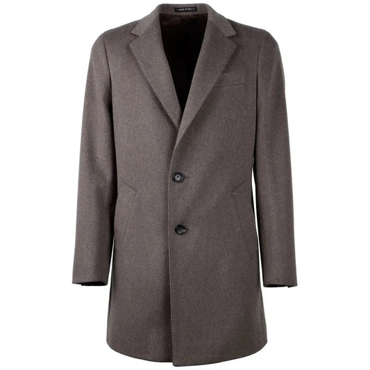 Made in Italy Elegant Virgin Wool Men's Brown Coat