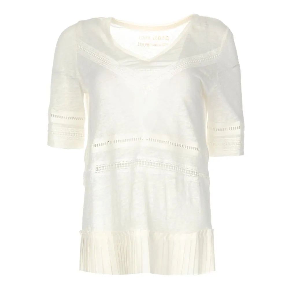 Patrizia Pepe Chic Linen Crochet Detail T-Shirt