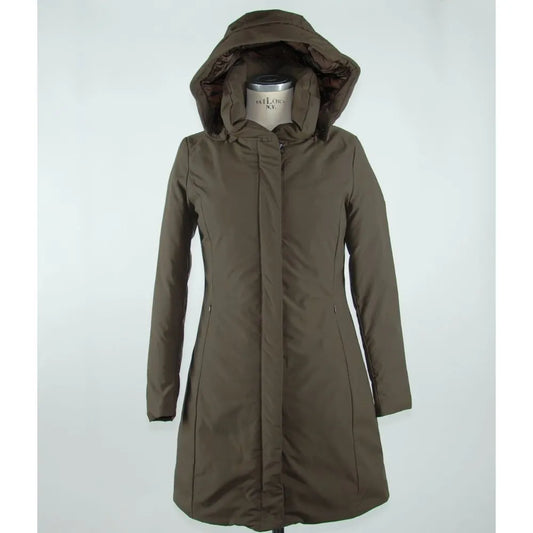 Emilio Romanelli Elegant Brown Polygon Jacket with Hood